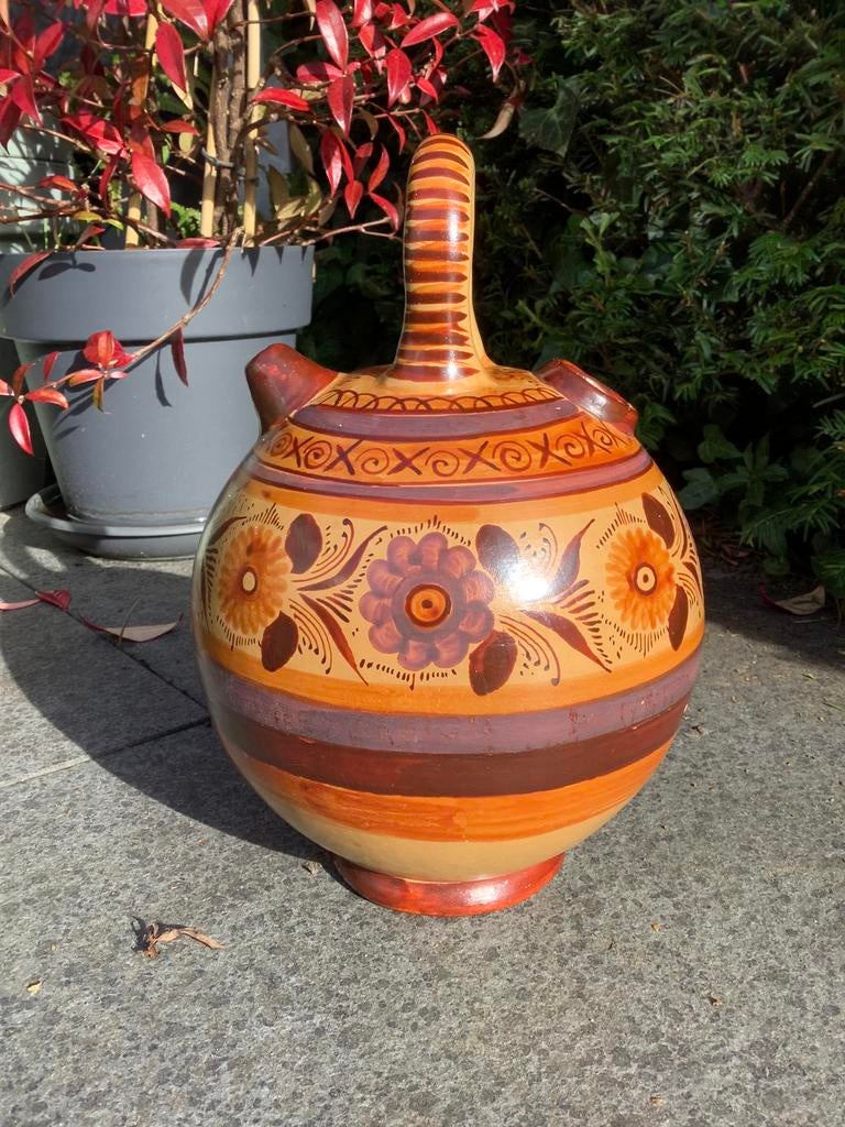 Traditionele aardewerk kruik uit Mexico - handvat/schenktuit, Overige kleuren, Aardewerk of Porselein, Ophalen of Verzenden, Zo goed als nieuw