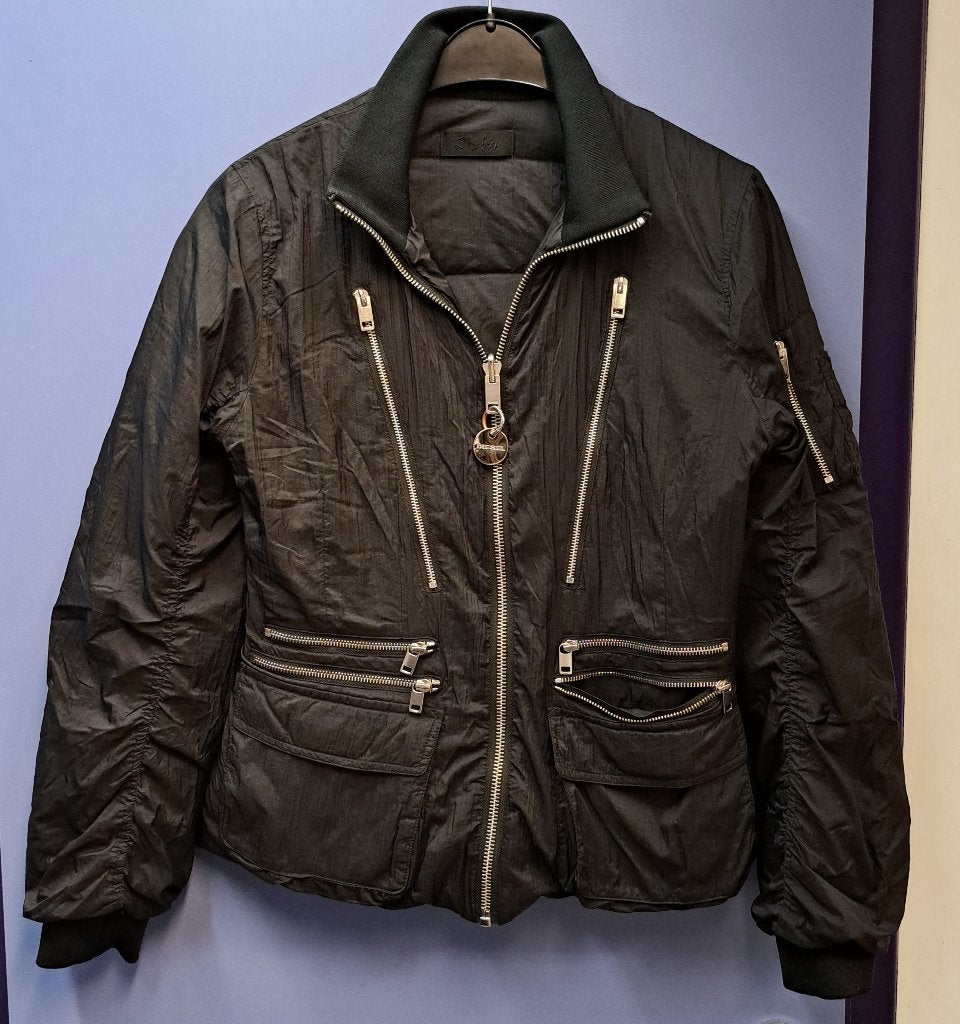 Diesel winter jas jack zwart vol met zilveren ritsen L 47200