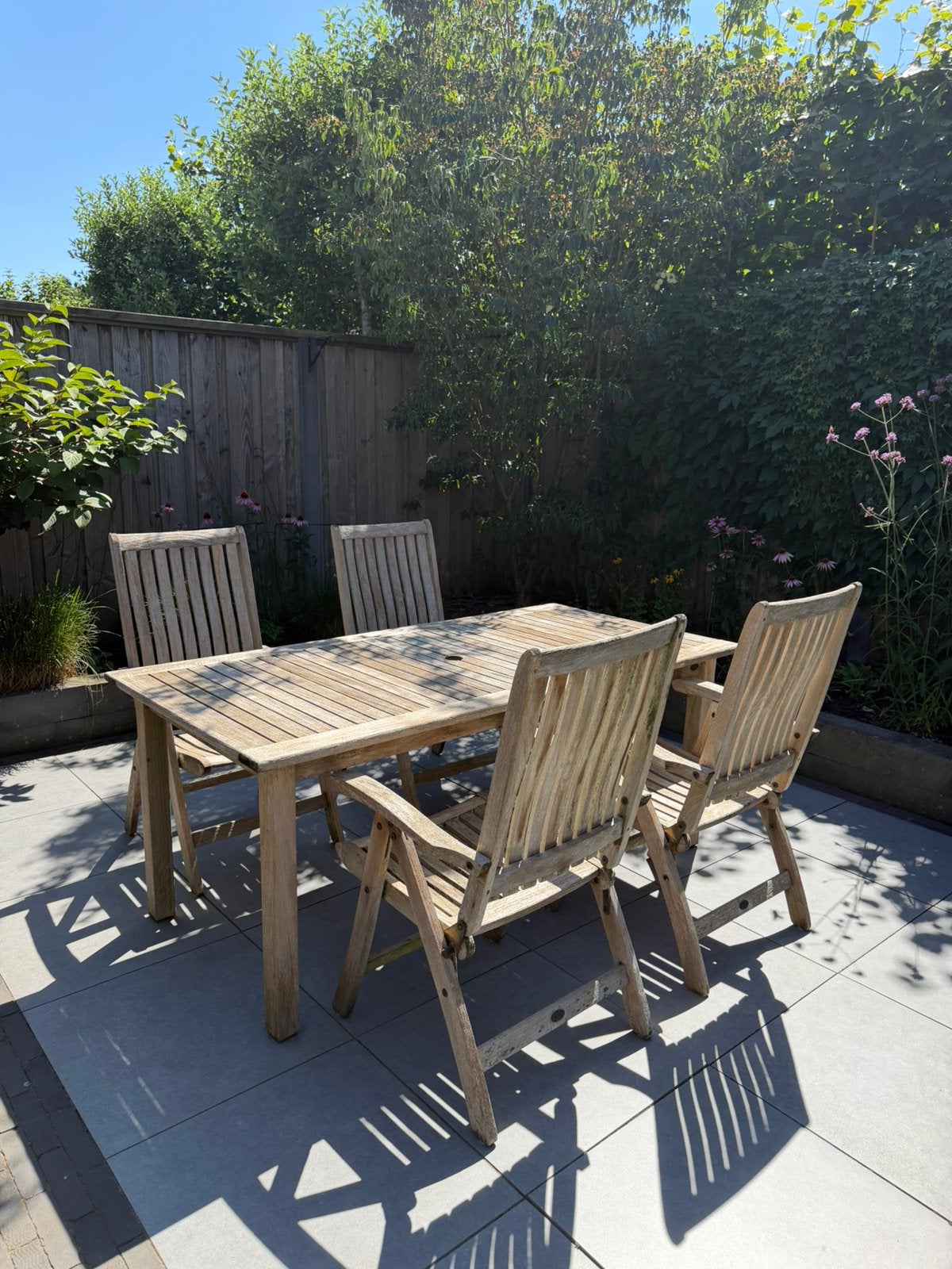 Teak houten tuinset, Ophalen, Gebruikt, Hout