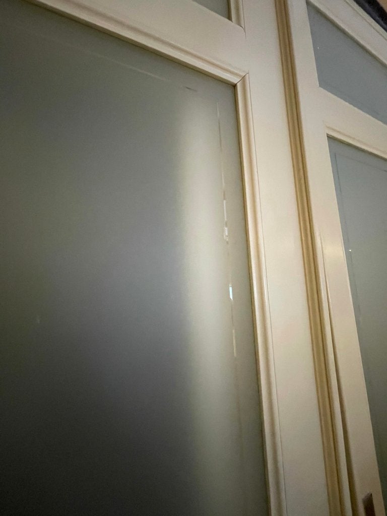 3 sets schuif / en suite deuren met geëtst glas 292x208cm., Ophalen