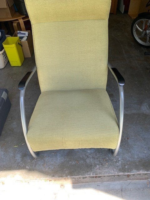 Fauteuils aantal 3, licht groen, buizen model, Ophalen, Minder dan 50 cm, Minder dan 75 cm, Zo goed als nieuw