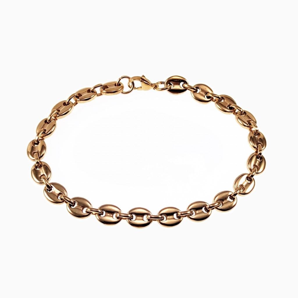 22,5cm x 7mm Koffieboon Armband Unisex RVS Goudkleurig, Sieraden, Tassen en Uiterlijk, Armbanden, Staal, Birgitta-Gracht 33, 6465 EL Kerkrade, Nederland