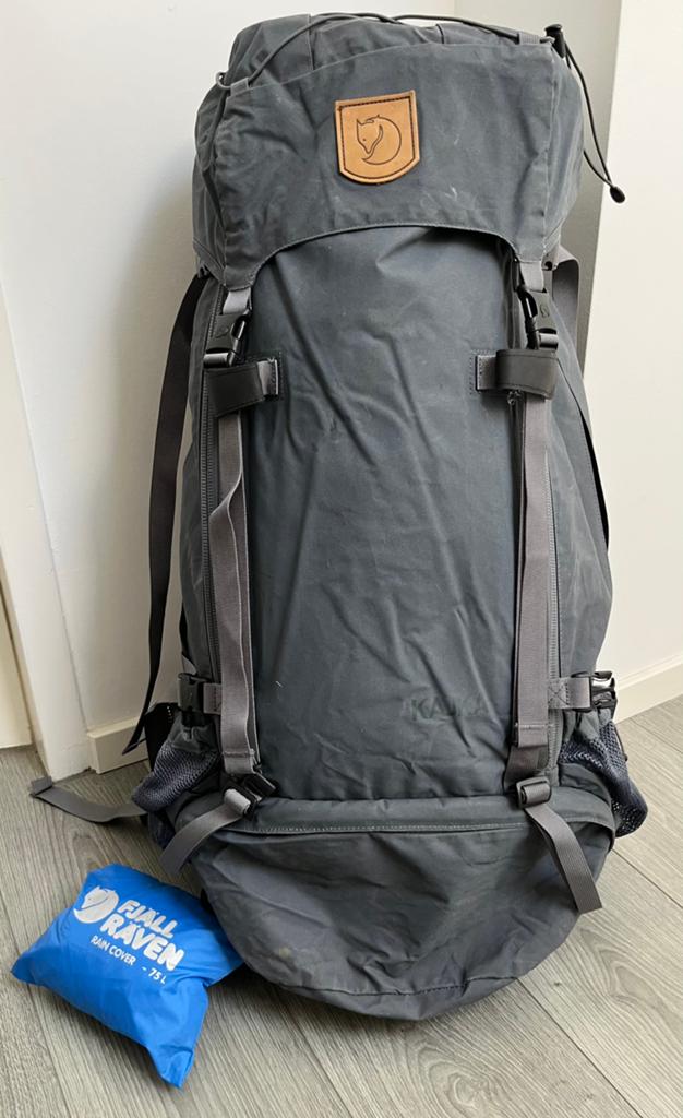 Fjallraven Kajka 75L Backpack met Raincover, Ophalen of Verzenden, Zo goed als nieuw, Kleding