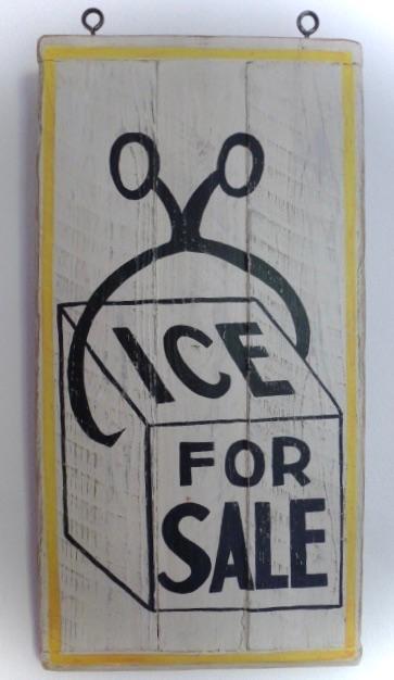 Vintage houten reclamebord / antiek / ijs / Ice for Sale, Reclamebord, Ophalen of Verzenden, Zo goed als nieuw, B6