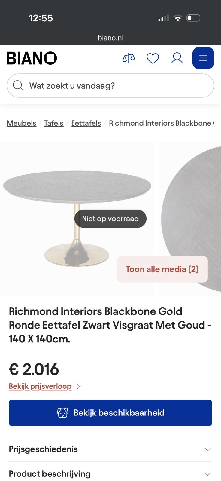 Zwarte visgraat eettafel met metalen voet, Gebruikt, 100 tot 150 cm, Rond, Ophalen of Verzenden