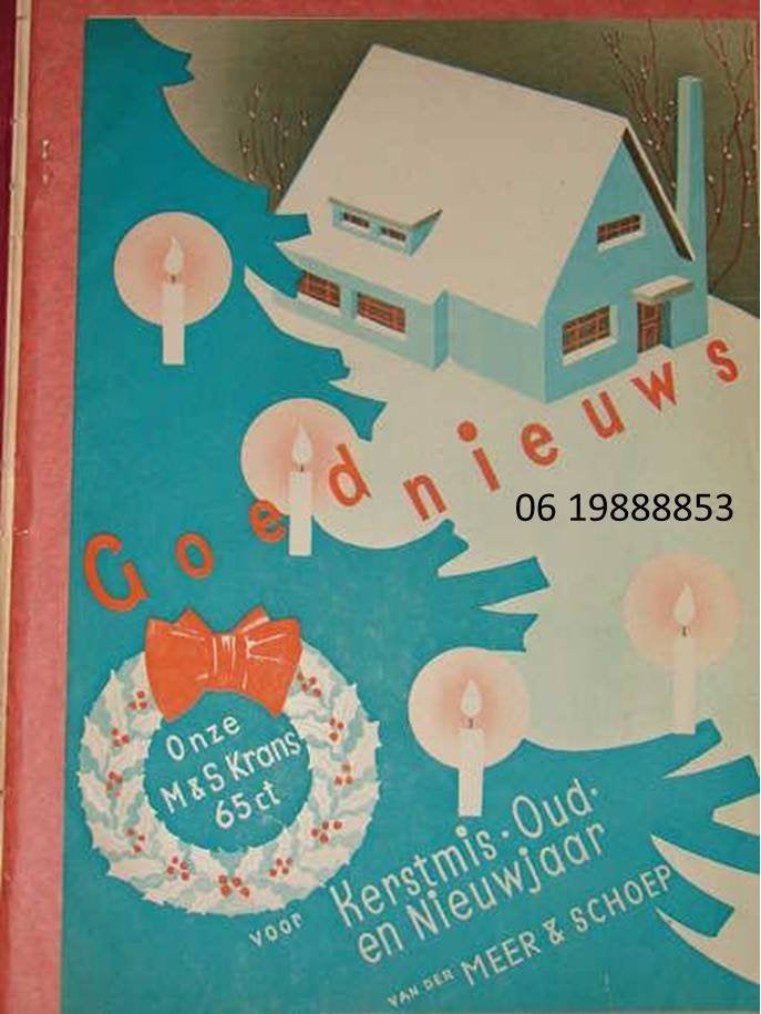 zoek reclame folder Goed Nieuws van der Meer en Schoep 1934, Ophalen of Verzenden, Gelezen, Folder