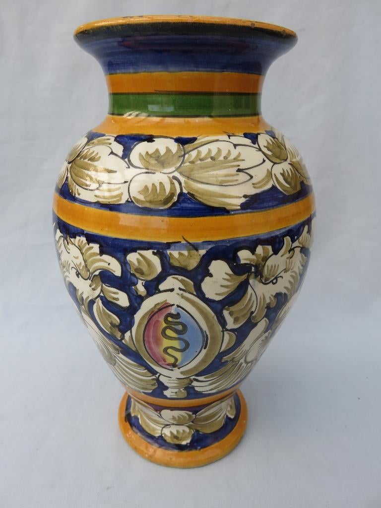 Aardewerk hand beschilderde vaas – Italië  – 20e eeuw, Antiek en Kunst, Ophalen of Verzenden
