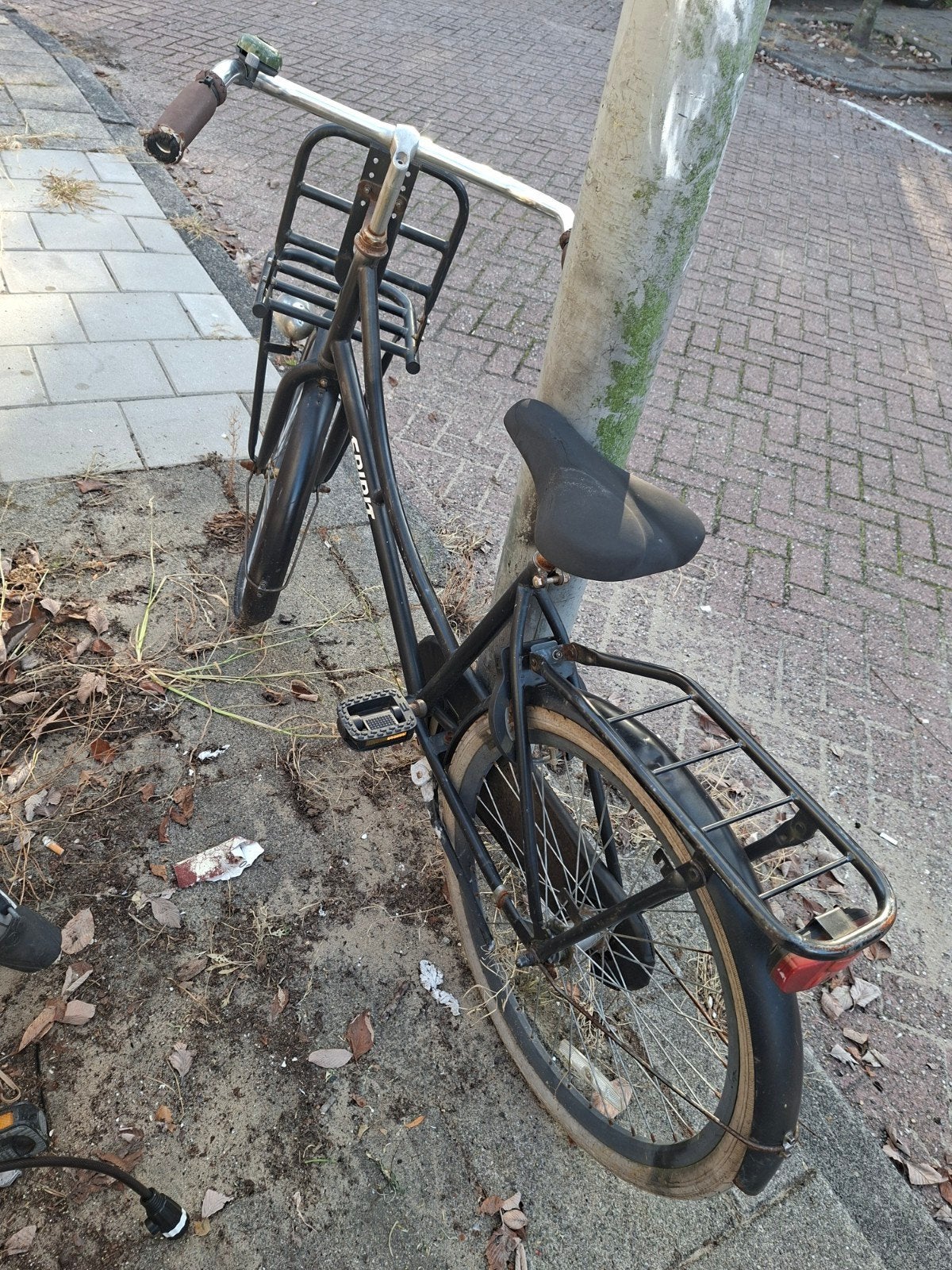 Spirit transportfiets met voordrager - Zwart, Overige merken, Terugtraprem, Gebruikt, Ophalen of Verzenden