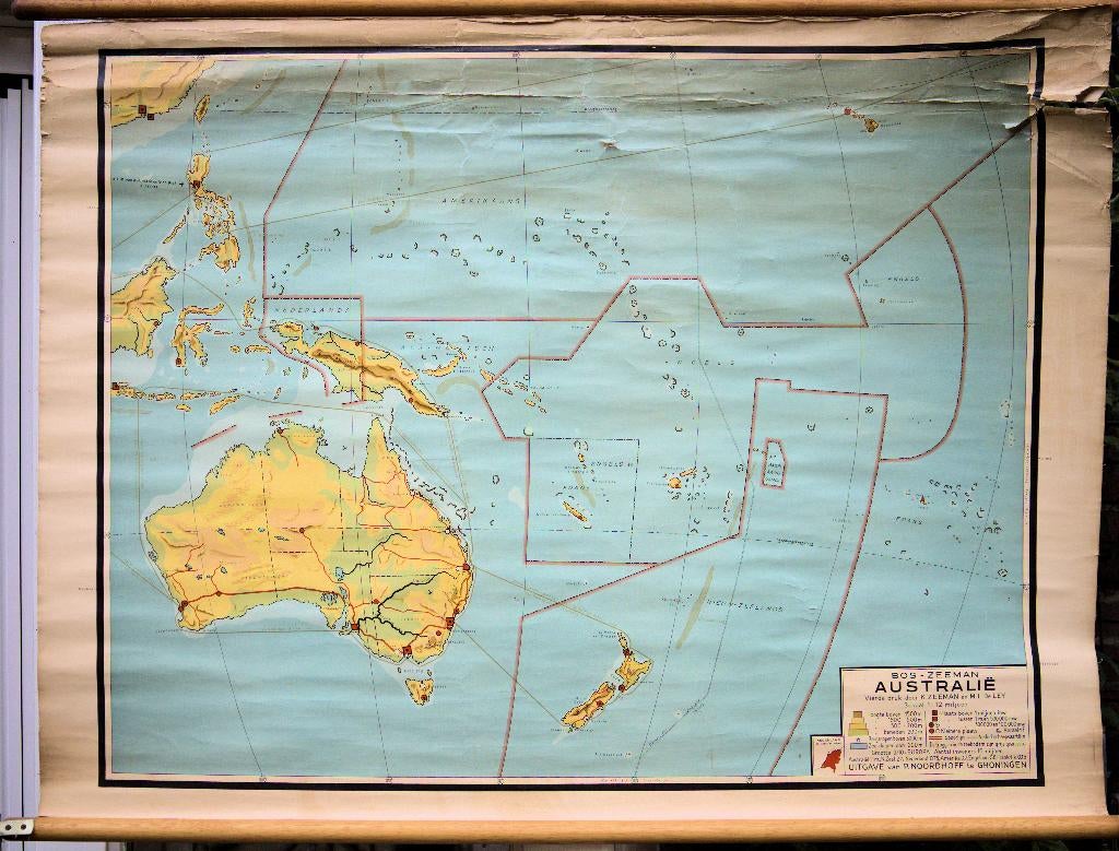 Schoolkaart Australië, Antiek en Kunst, Antiek | Schoolplaten, Ophalen, Aardrijkskunde