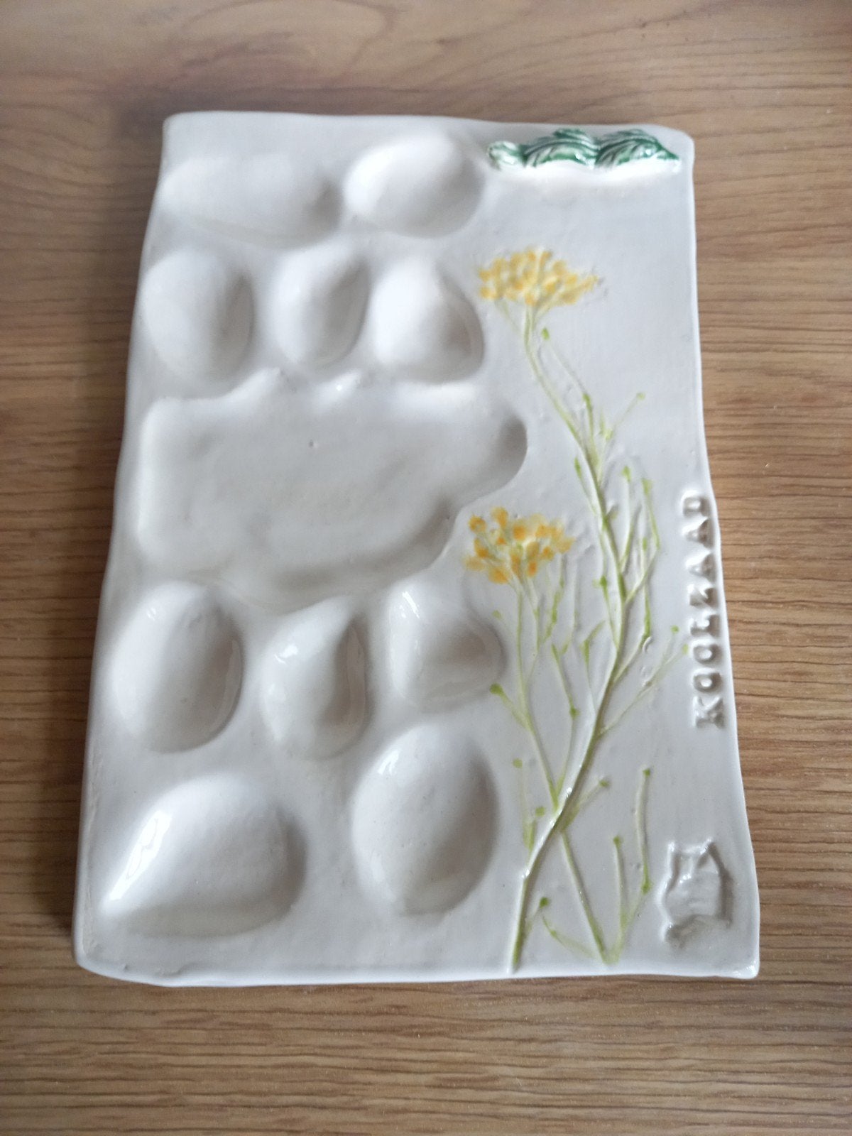 Keramiek Palet met botanische imprint van Koolzaad, Ophalen of Verzenden, Nieuw