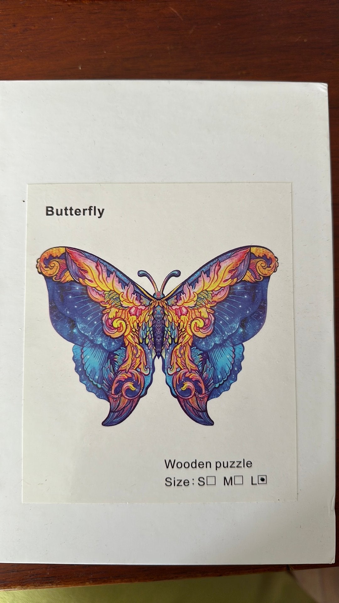 Houten puzzel Vlinder L (A4), Hobby en Vrije tijd, Denksport en Puzzels, Ophalen of Verzenden, Minder dan 500 stukjes, Zo goed als nieuw