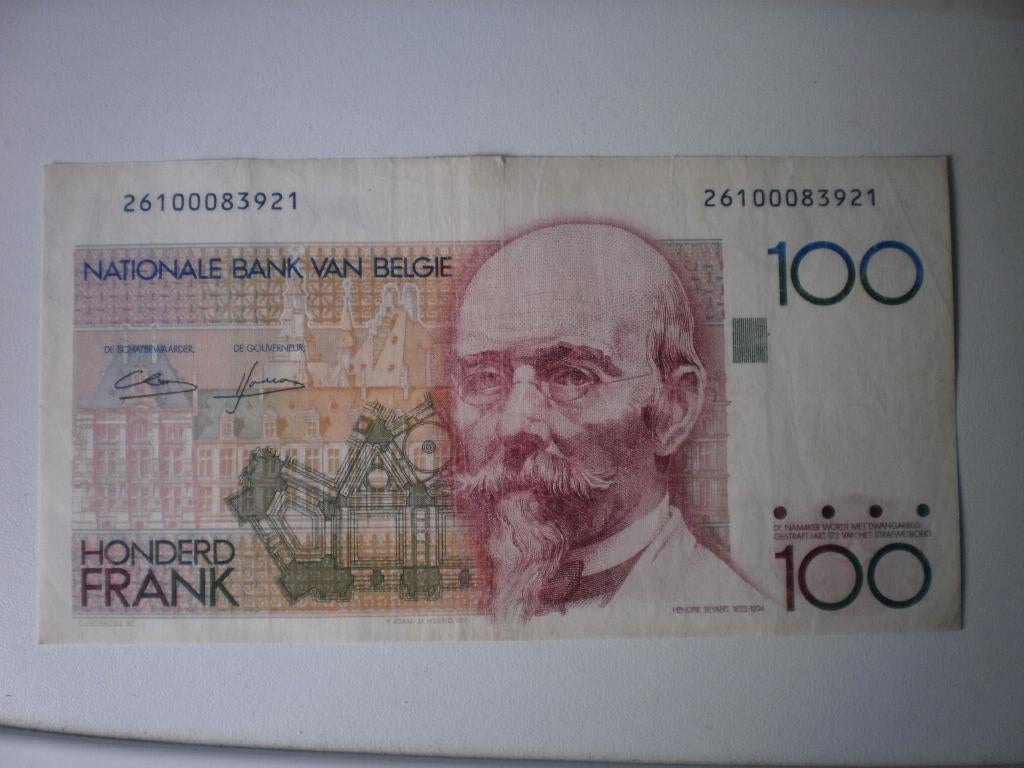België- 100 Frank- Bankbiljet, Verzenden, België, Los biljet