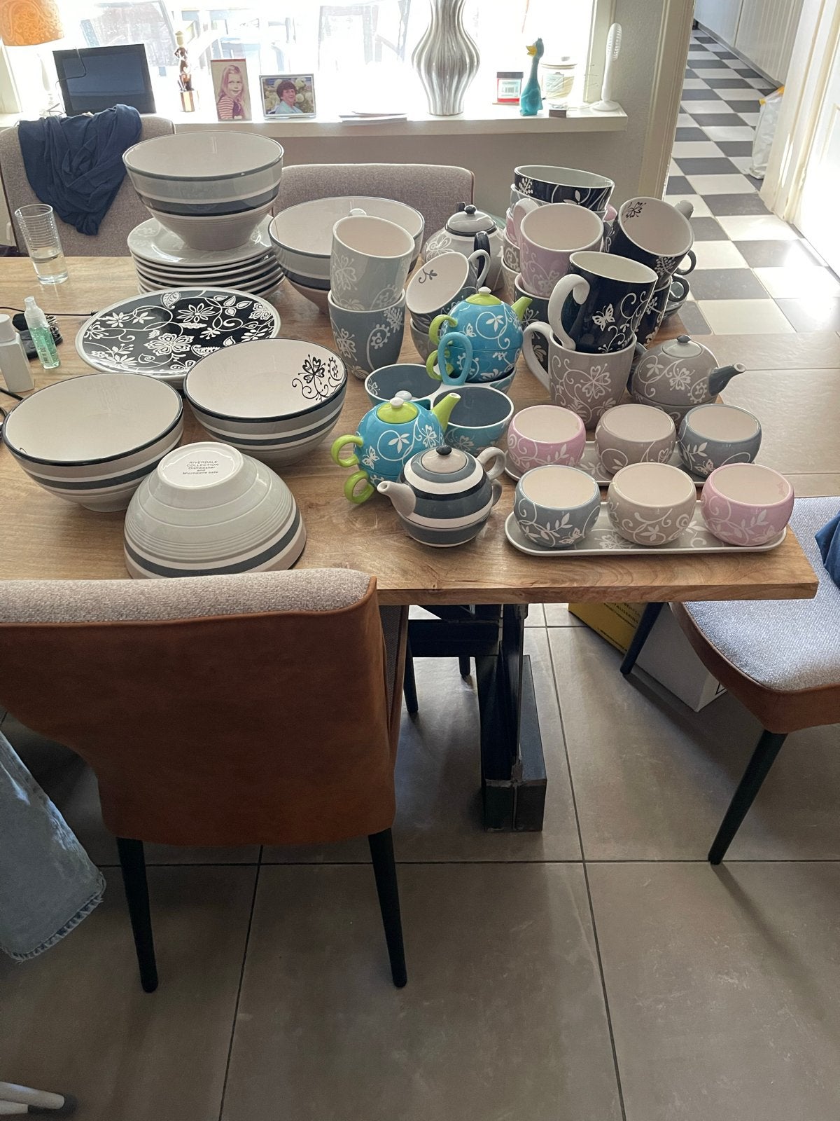 Servies Riverdale black and white, Ophalen, Gebruikt, Keramiek, Overige stijlen