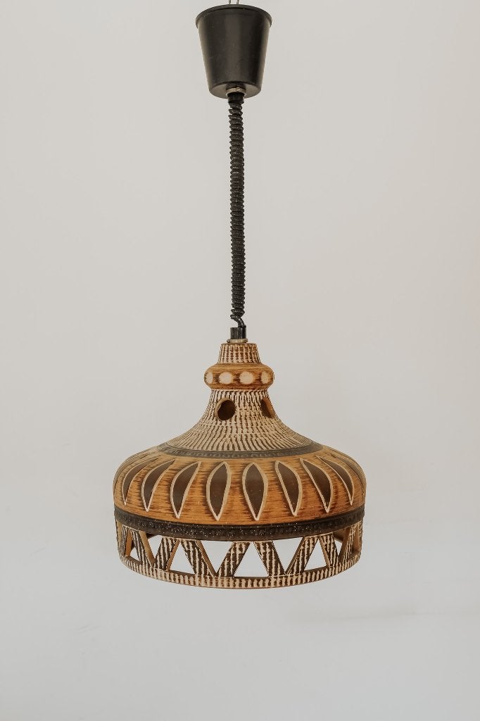 Vintage aardewerk hanglamp uit Denemarken, jaren 70, -, -, Ophalen of Verzenden, -