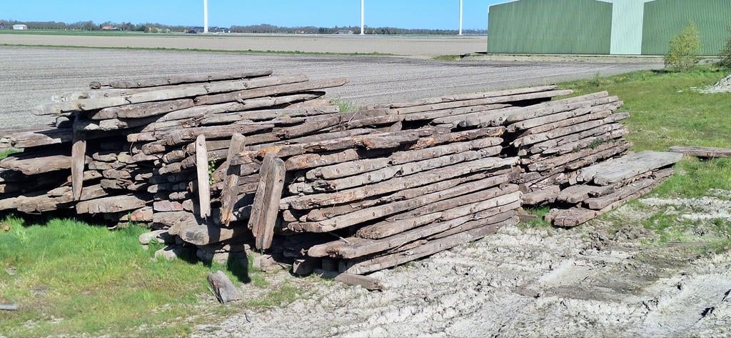Draglineschotten azobéhardhout. Diverse lengtes/diktes, Gebruikt, Planken, Ophalen of Verzenden, Hardhout
