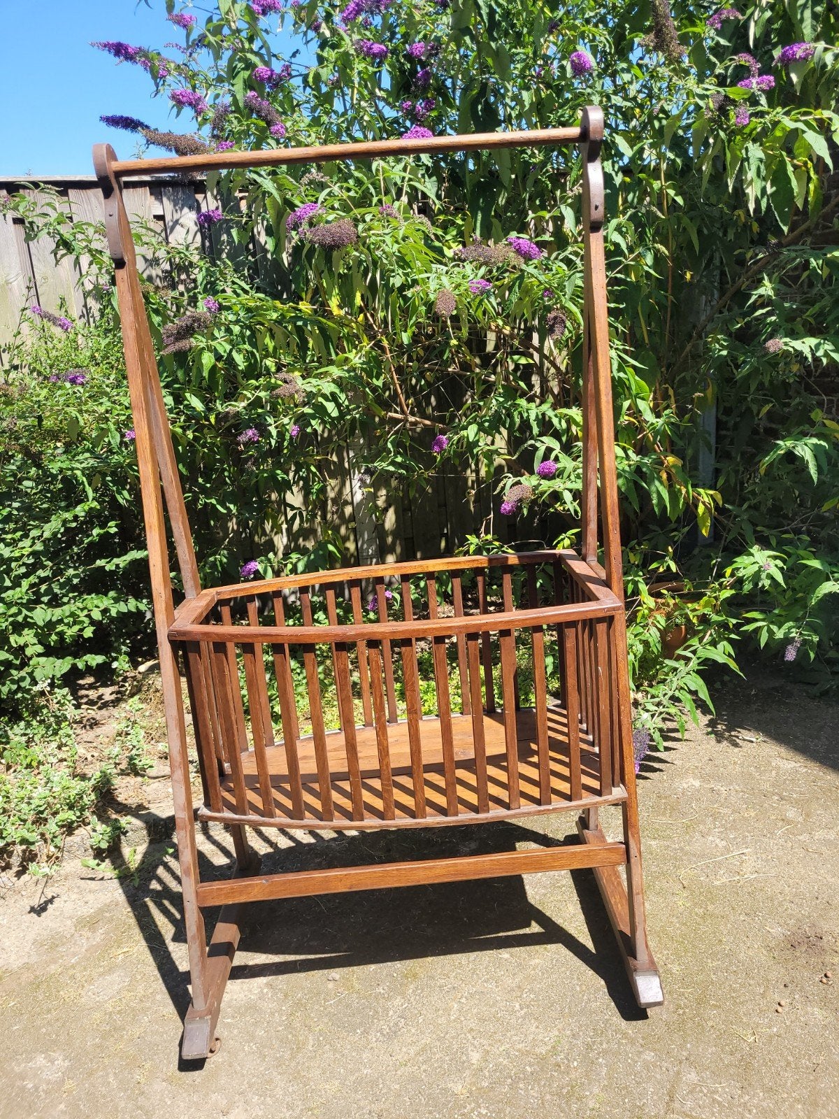 Antieke houten wieg, handgemaakt rond 1922, Antiek en Kunst, Ophalen