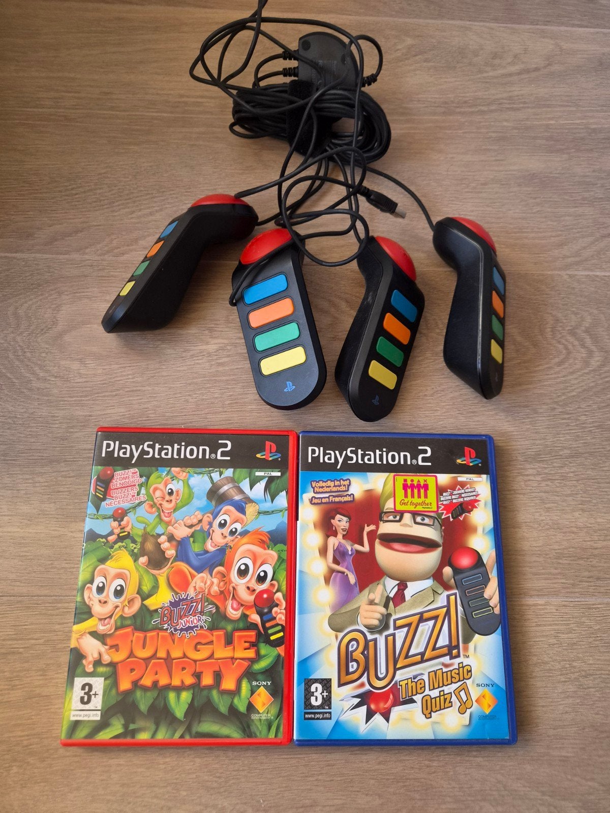 Playstation 2 Buzz Set: Jungle Party & The Music Quiz, Ophalen of Verzenden