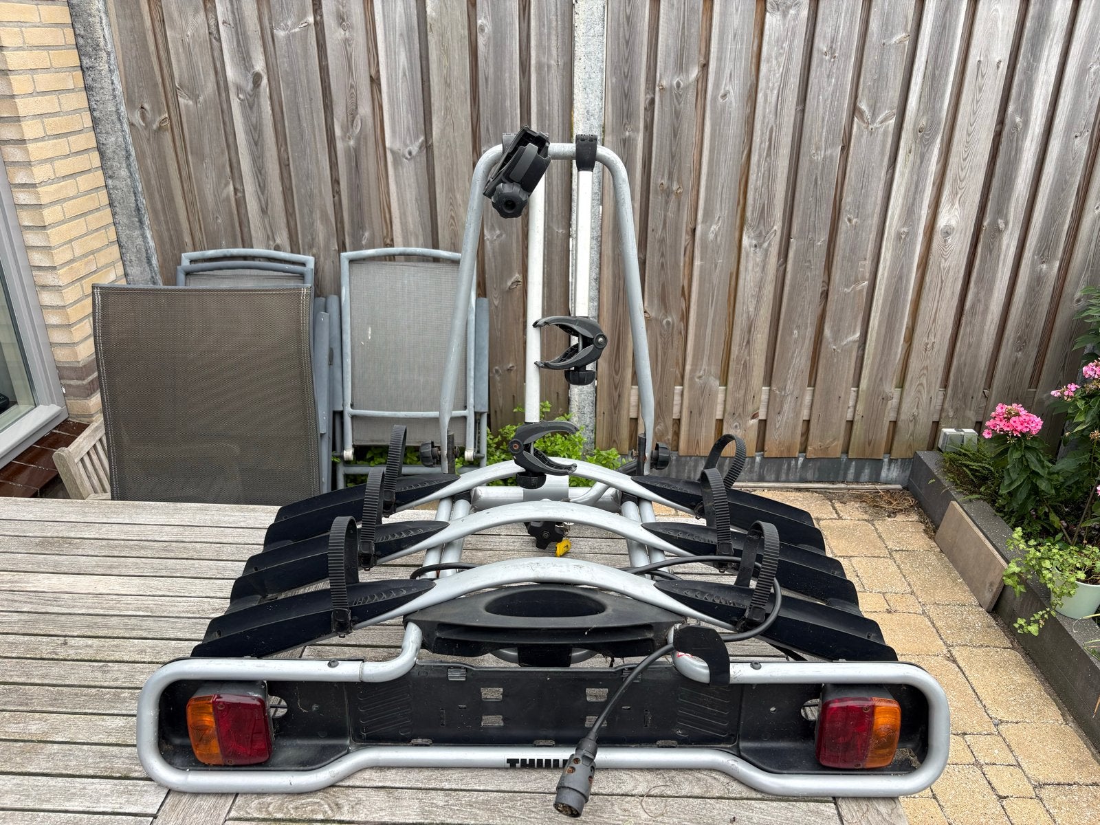 Thule 947 trekhaak-fietsendrager voor 3 fietsen, kantelbaar, Auto diversen, Fietsendragers, Ophalen, 3 fietsen of meer, Gebruikt