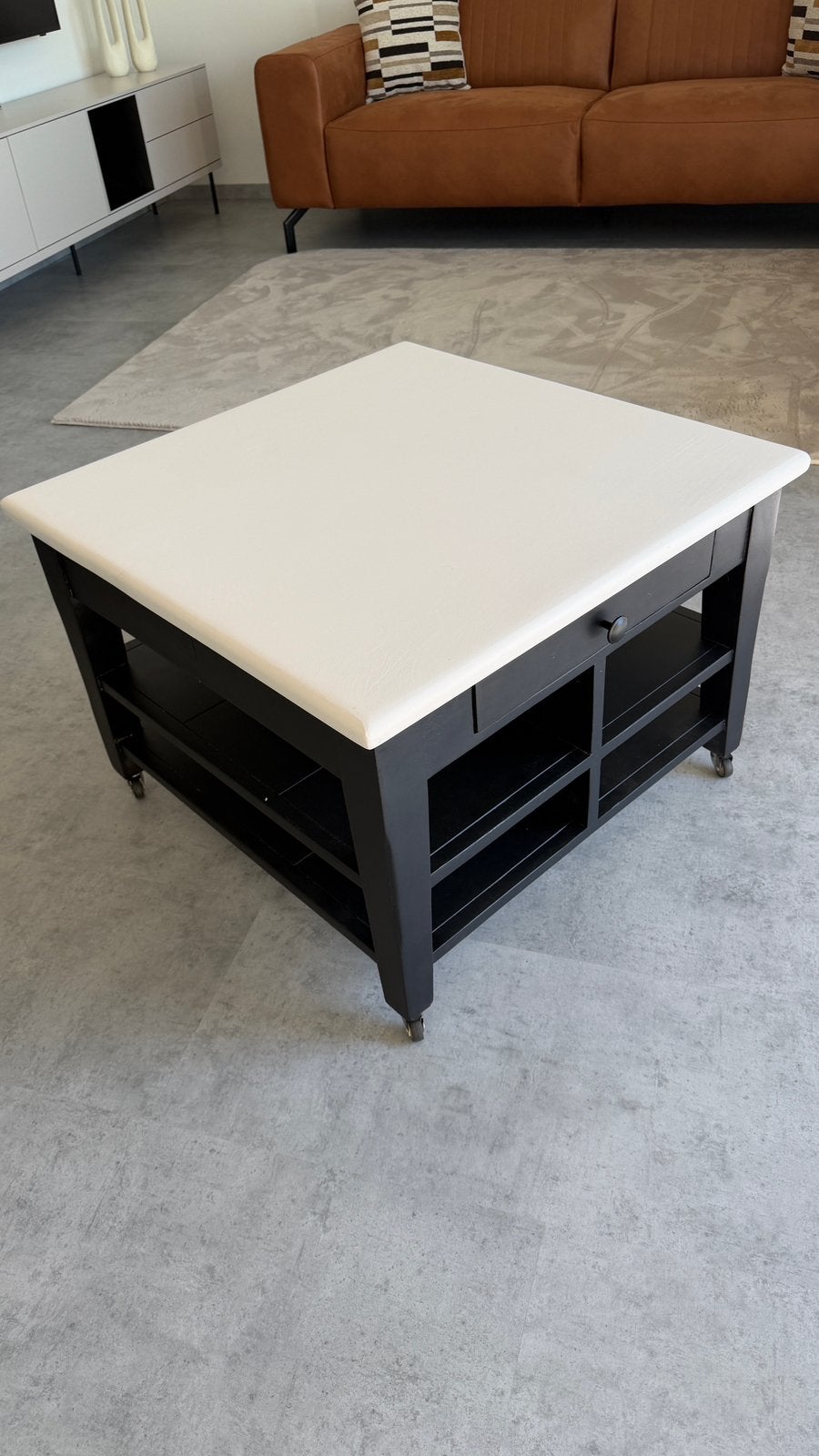 Salontafel zwart beiege, Ophalen, 100 tot 150 cm, 50 tot 100 cm, Zo goed als nieuw