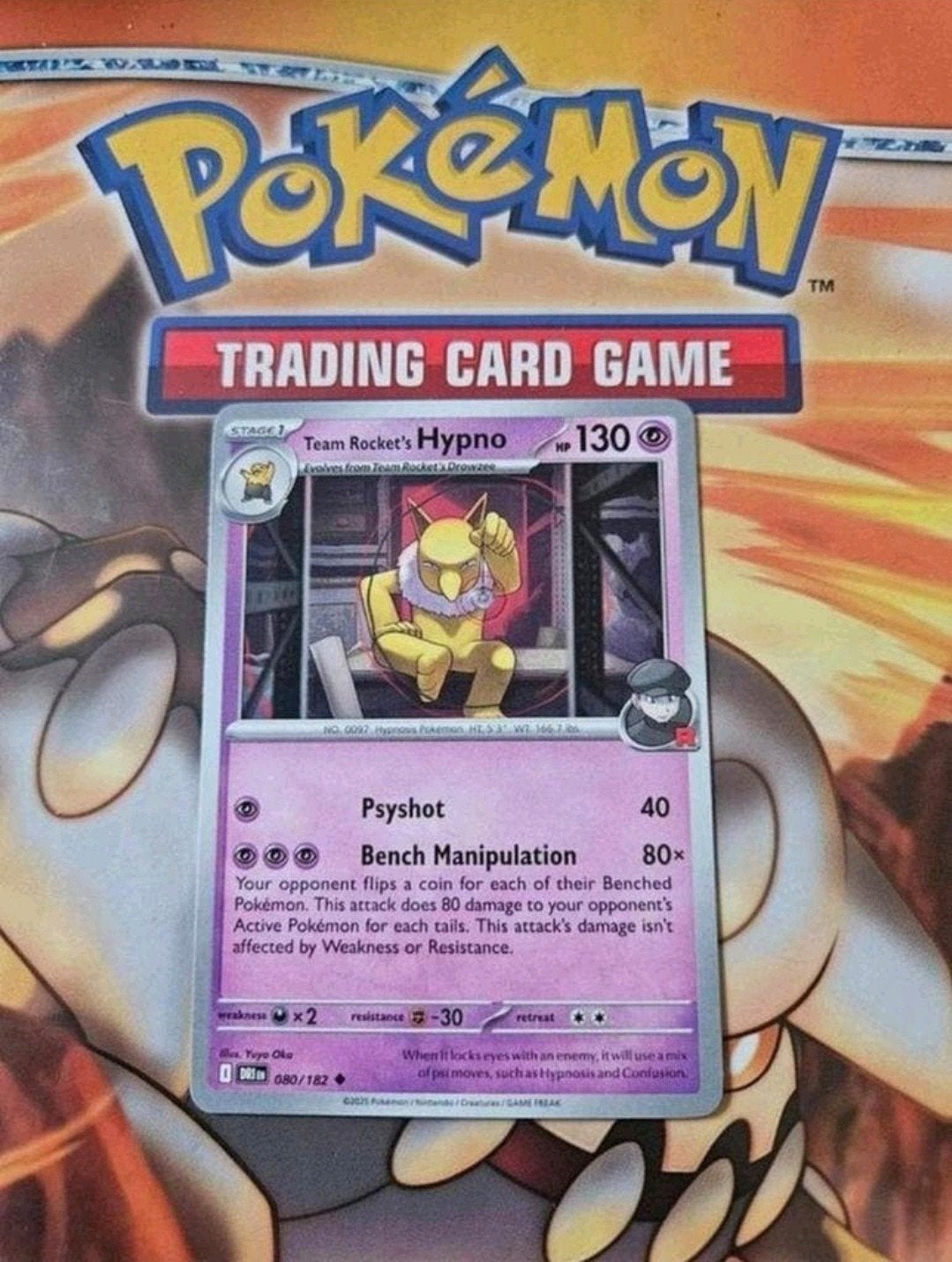 Team Rocket's Hypno 080/182 Destined Rivals pokemon kaart nm, Ophalen of Verzenden, Zo goed als nieuw, Losse kaart