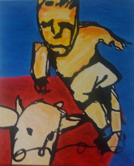 Groot canvas Herman Brood stijl, Antiek en Kunst, Ophalen of Verzenden