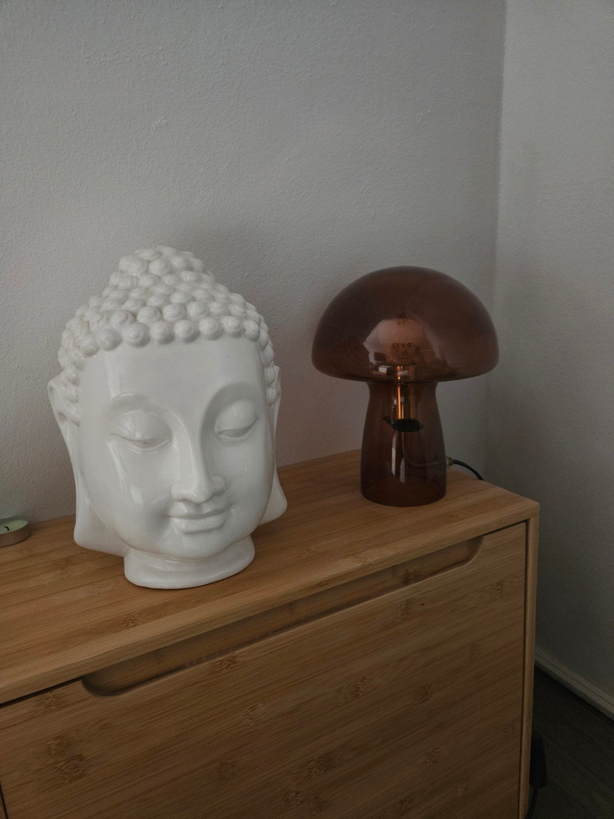 Witte Boeddha Hoofd - Decoratief Beeld, Huis en Inrichting, Woonaccessoires | Boeddhabeelden, Ophalen, Zo goed als nieuw, Steen/keramiek