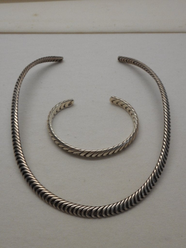 Zilveren massieve vintage set spang + klem armband nr.5000, Verzenden, Zo goed als nieuw, Zilver, Zilver
