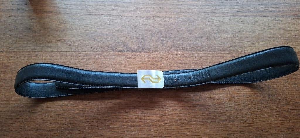 Riem van NS uniform, Riem of Ceintuur, Gedragen, Echt leder, Zwart
