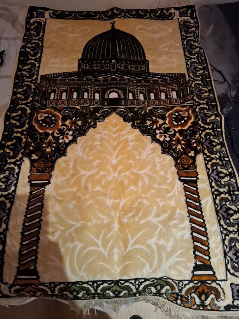 Mooi gebedskleed met moskee-afbeelding, Gebruikt, Bruin, 100 tot 150 cm, Islamitisch, Traditioneel