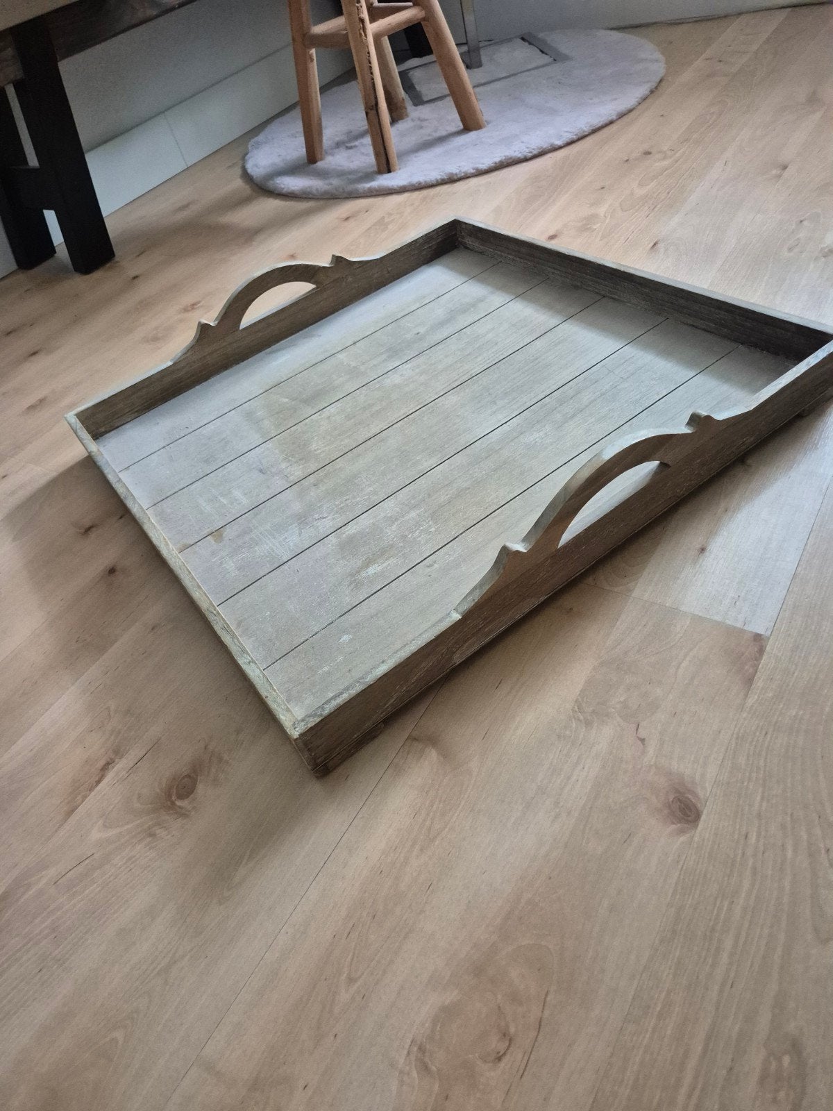 Houten dienblad met handvatten 60x60 cm, Ophalen, Gebruikt, Dienblad, Met handvatten