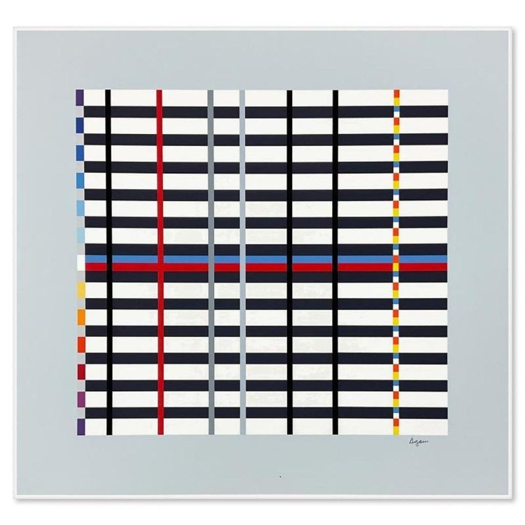 Yaacov Agam (1928) Zeefdruk " Hommage du Mondrian " Ges Gen, Antiek en Kunst, Kunst | Litho's en Zeefdrukken, Gesigneerd, Ophalen of Verzenden