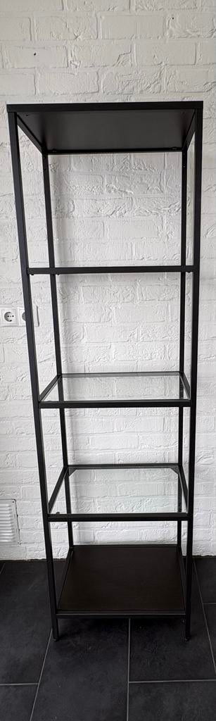IKEA VITTSJÖ Stellingkast, zwartbruin/glas, 51x175 cm, Ophalen
