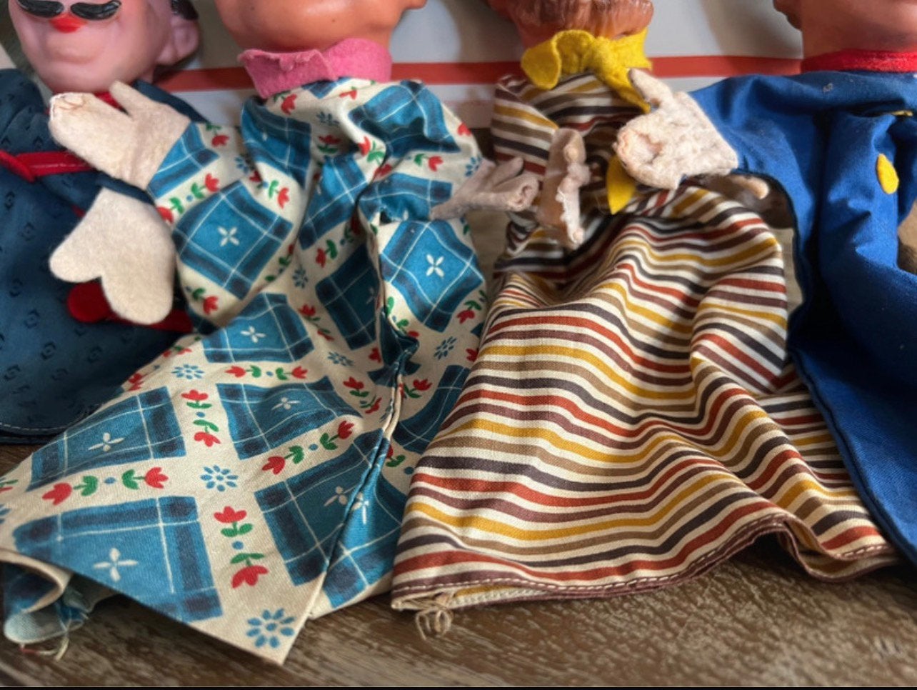 4 x Vintage poppenkastpoppen, Ophalen of Verzenden