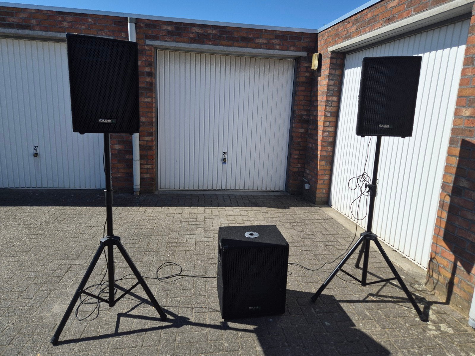 Ibiza Sound Cube 1512 PA-set met subwoofer en speakers, Gebruikt, Subwoofer, 120 watt of meer, Ophalen