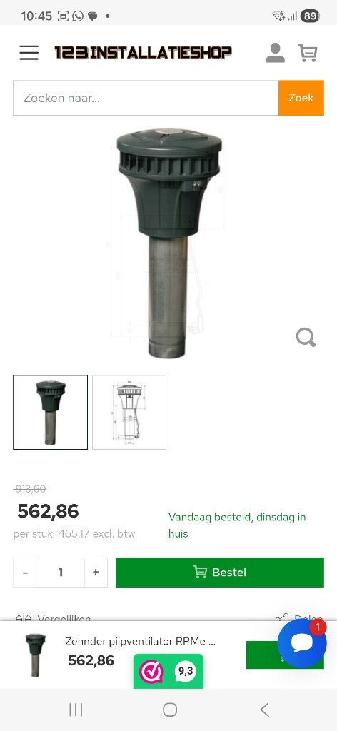 Zehnder dakventilator, Ophalen of Verzenden, Zo goed als nieuw, Afzuiger