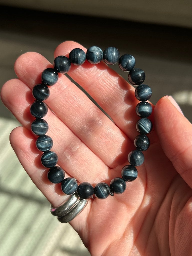 Valkenoog armband met cateye effect ‘hawk’s eye’ - nieuw!, Overige materialen, Met bedels of kralen, Blauw, Nieuw