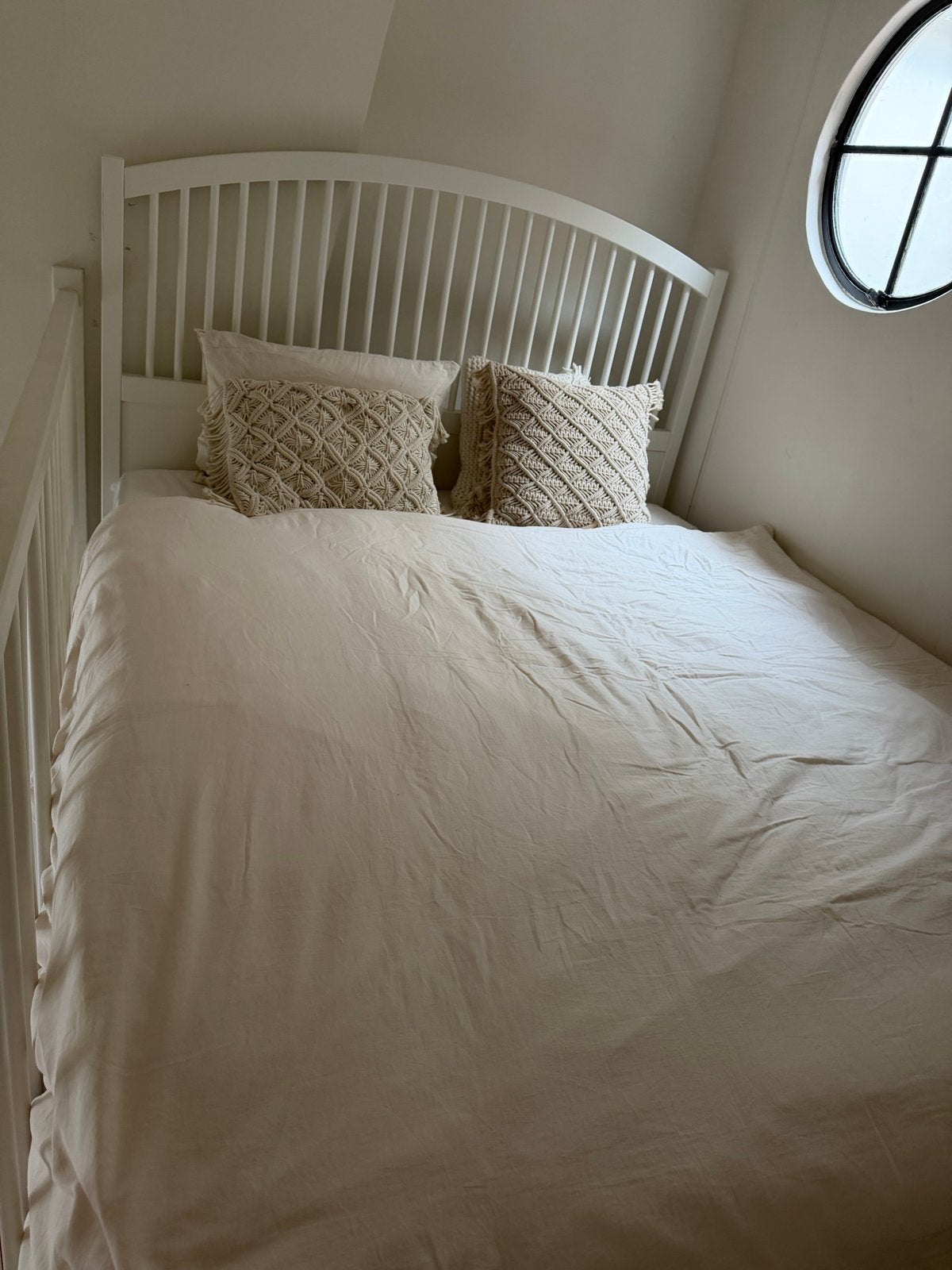 Bed 2 persoonsTyssedal wit, 160x200 cm, Ophalen, Gebruikt, Wit, Tweepersoons