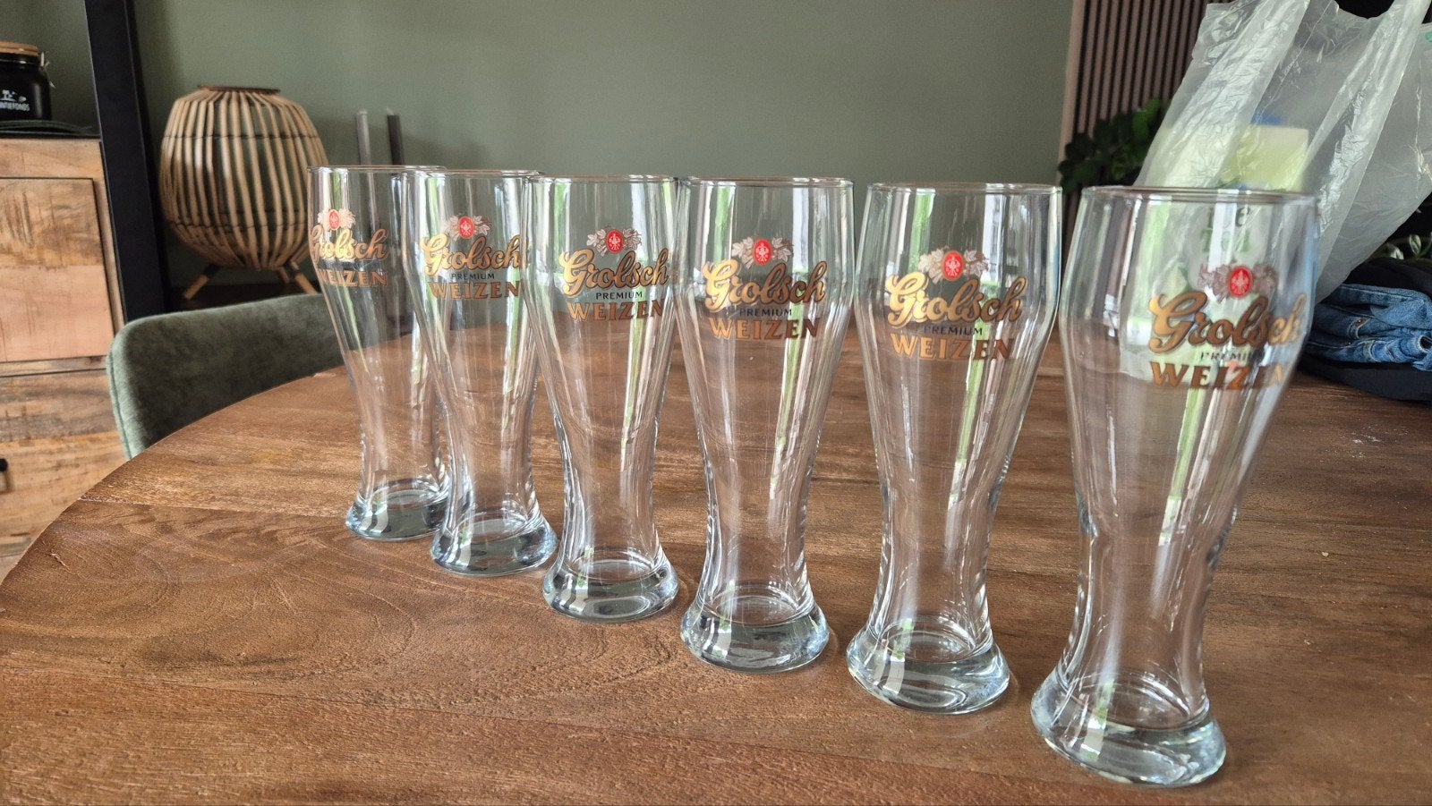 6 Grolsch Premium Weizen bierglazen, Glas of Glazen, Overige merken, Ophalen of Verzenden, Glas