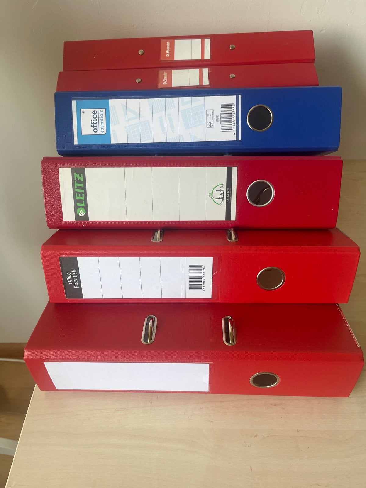 Partij van 4 ordners, 2 multomappen rood en blauw, gebruikt, Ophalen of Verzenden, Gebruikt
