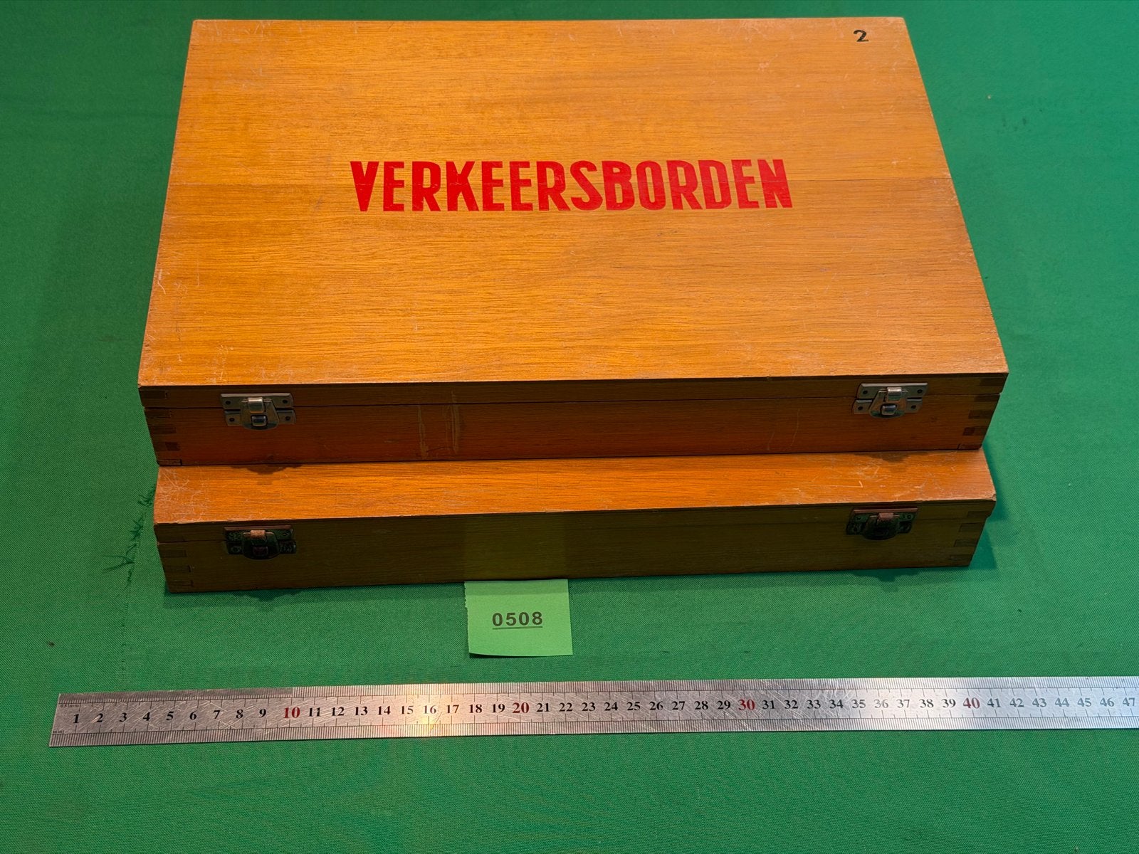 508- Vintage Verkeersborden Set in Houten Kist - Educatief, Ophalen of Verzenden, Gebruikt, Ontdekken
