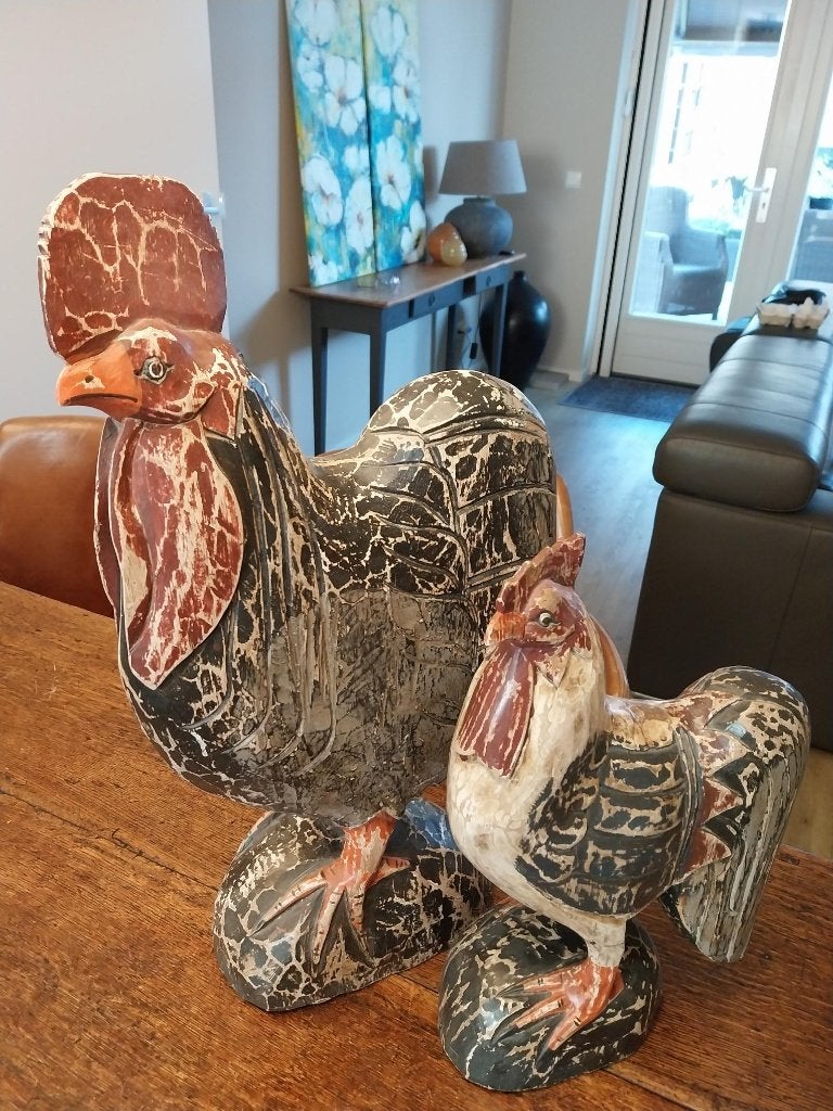 Kip en Haan van hout, Huis en Inrichting, Hout, Meerkleurig, Ophalen of Verzenden, Landelijk