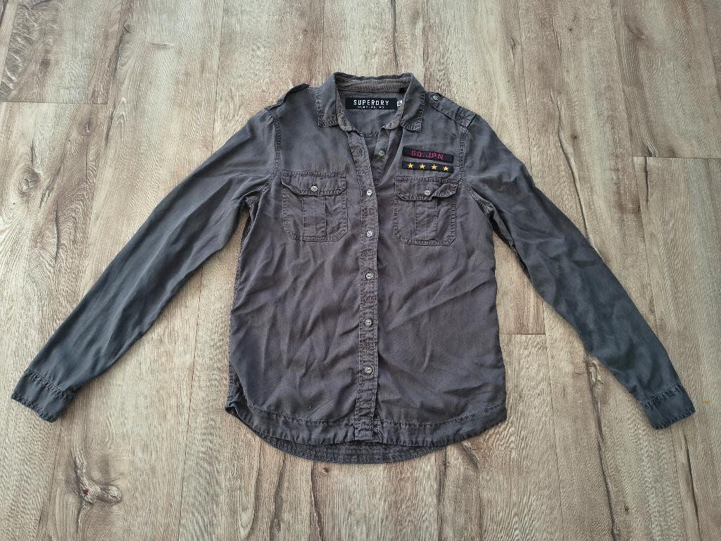 Prachtige grijze spijkerblouse van Superdry, S. Army blouse., Superdry, Onb, Ophalen of Verzenden, Onb