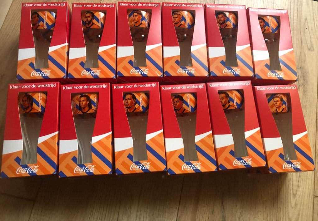 Coca-Cola Oranje Glazen WK Voetbal (12 stuks), Ophalen, Nieuw
