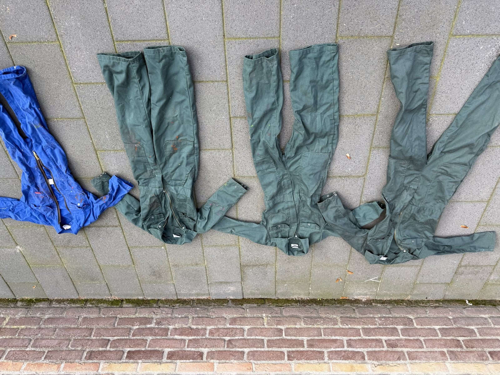 Kinderoverall set: 1 blauw, 3 groen (diverse maten), Ophalen, Gebruikt, Jongen of Meisje