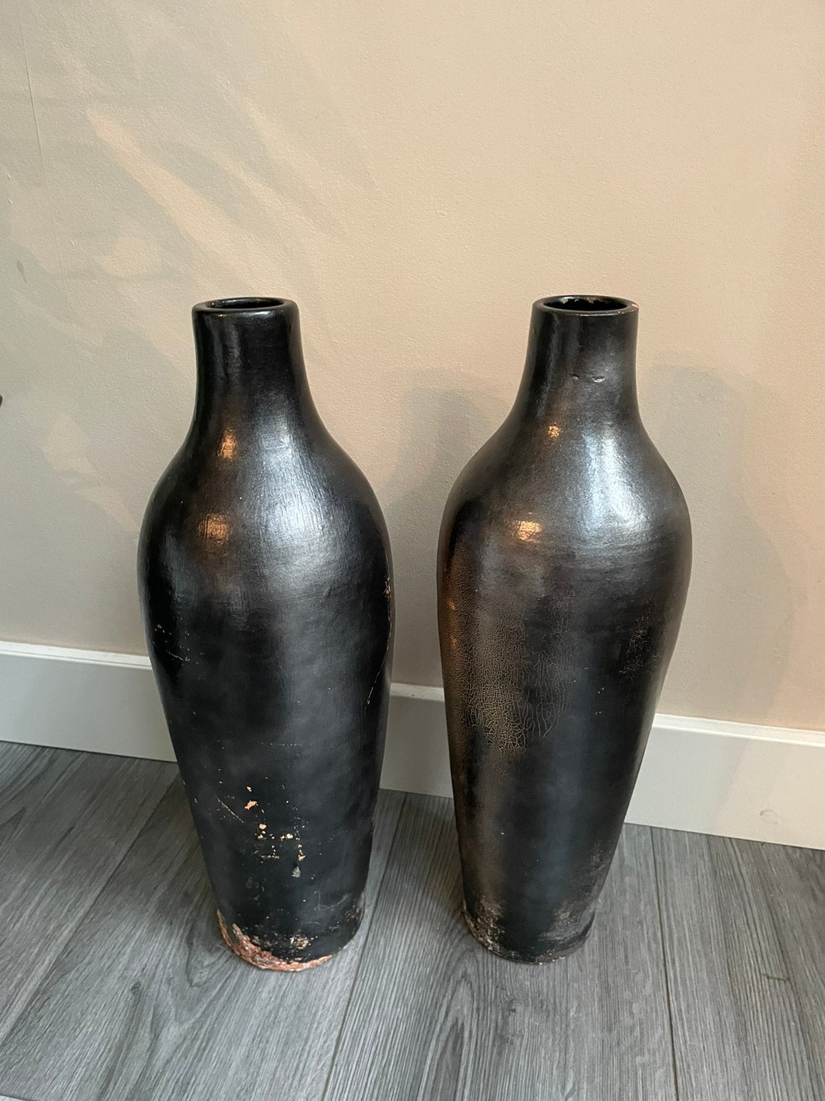 2 grote stenen vazen, Ophalen, Gebruikt, 52 cm, Steen/keramiek