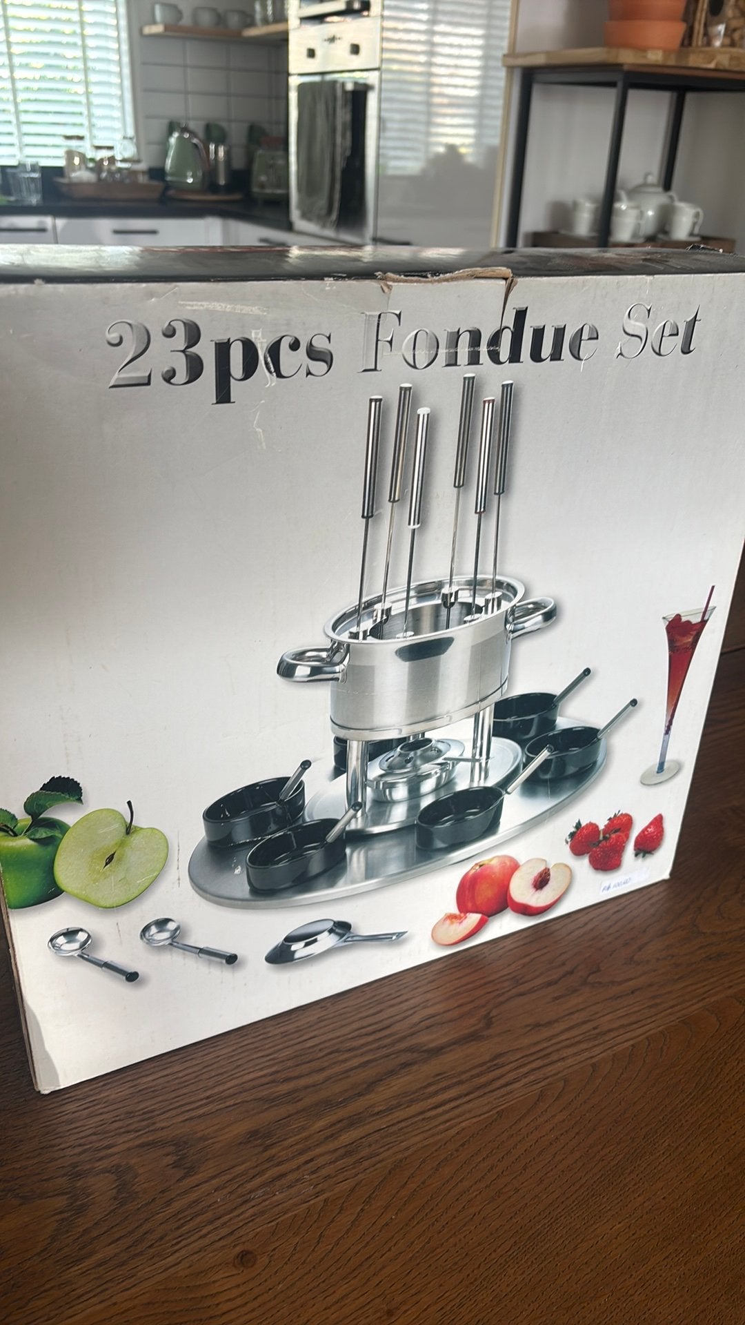 Foundueset 23 pieces nooit gebruikt, Witgoed en Apparatuur, Fonduesets, Ophalen, Zo goed als nieuw, Brander, Fondueset
