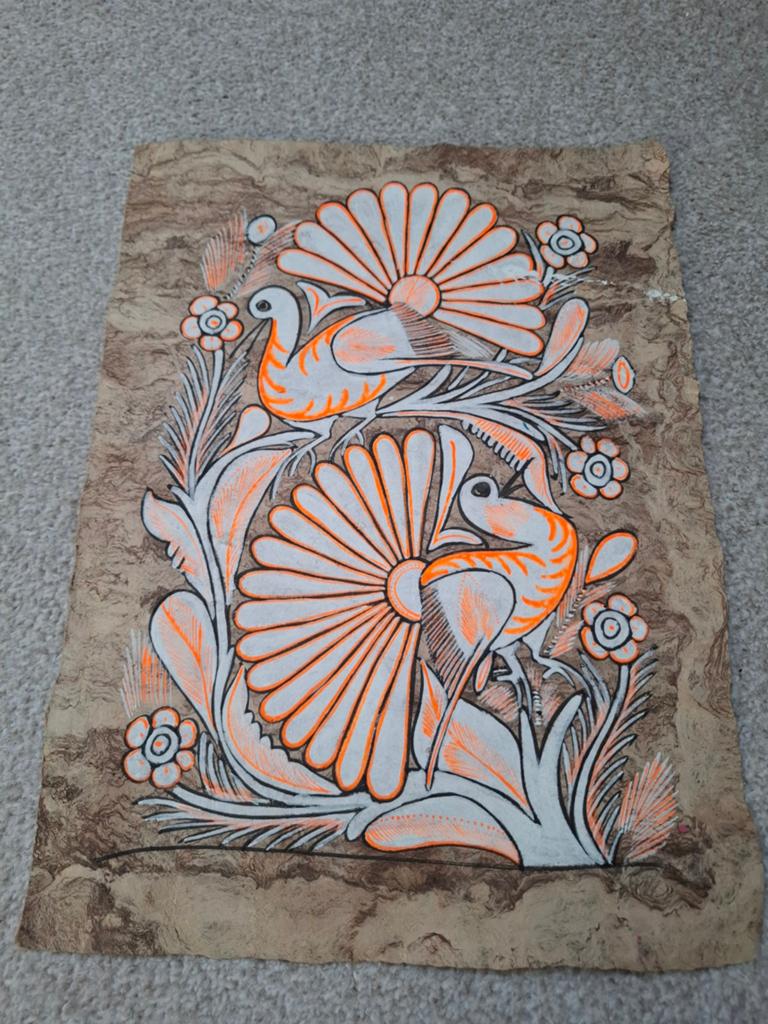 Kleurrijke Mexicaanse Amate Kunst: Vogels & Bloemen, Ophalen of Verzenden