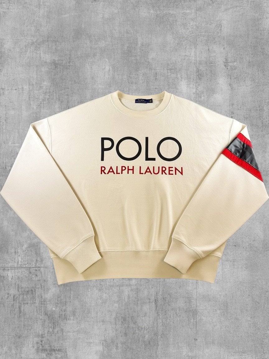 Polo Ralph Lauren sweater beige maat L spell out, Maat 52/54 (L), 24 Route de la Galaise, 1228 Plan-les-Ouates, Zwitserland, Verzenden