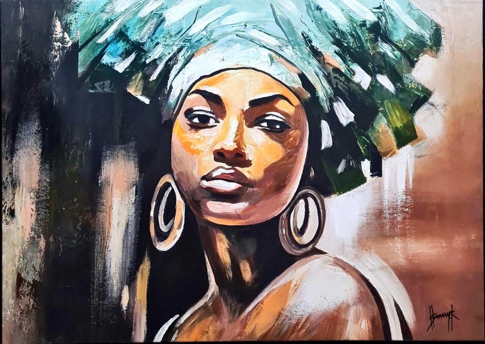 Green headscarf (Ibrahim Sesay Jr.), Antiek en Kunst, Ophalen