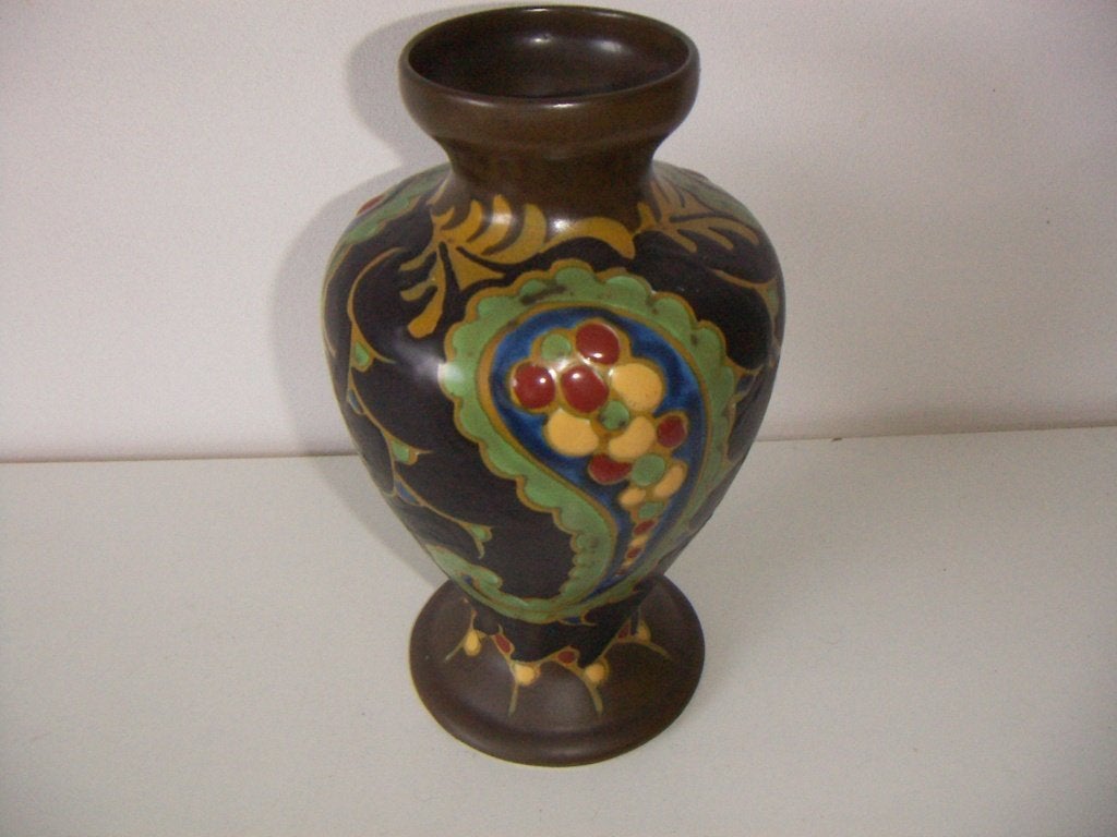 Zuid Holland Gouda plateel keramiek vaas jr.1924. Marang., Meerkleurig, Handgemaakt, Ophalen of Verzenden, Zo goed als nieuw